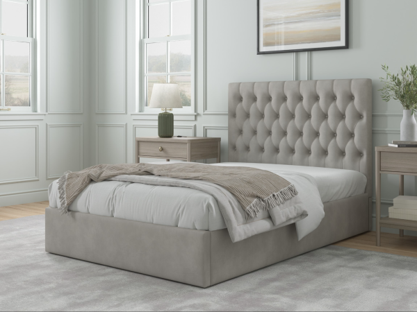 Snuggle Beds Elizabeth King Size Stone Grey Ottoman Bed