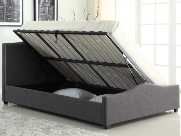 Heartlands Furniture Elle Grey Ottoman Double Ottoman Bed