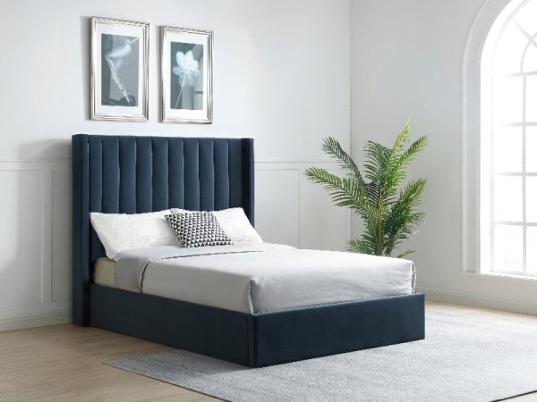 Furniture Express Enrique Super King Ink Velvet Ottoman Bed