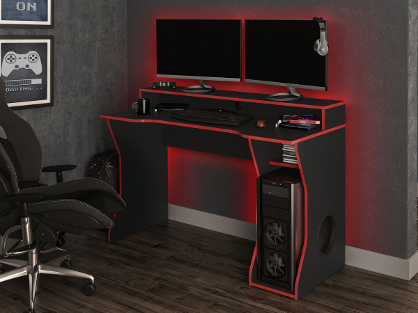 Birlea Enzo Gaming Computer Desk Black and Red Desk