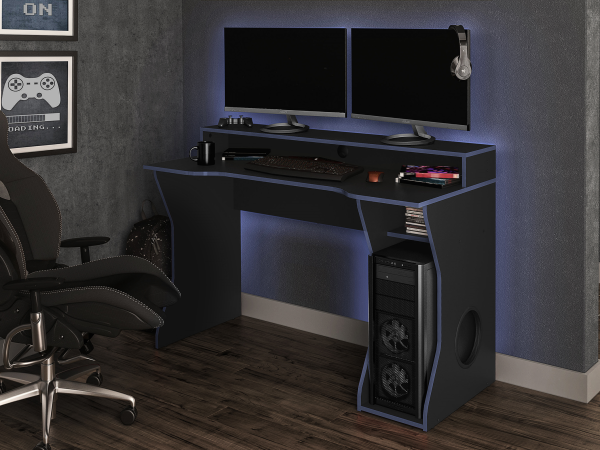 Birlea Enzo Gaming Computer Desk Black and Blue Desk