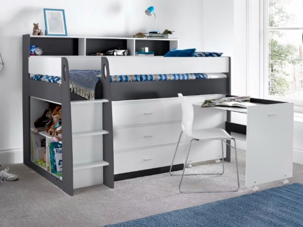 Bedmaster Ersa Midsleeper Single Grey and White Mid Sleeper