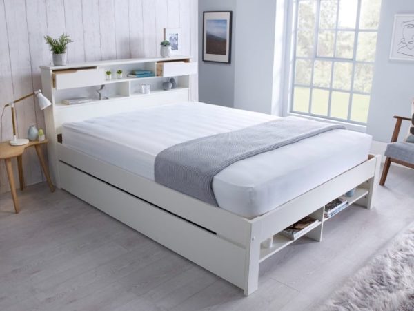 Bedmaster Fabio King Size White 2 Drawer Wooden Bed