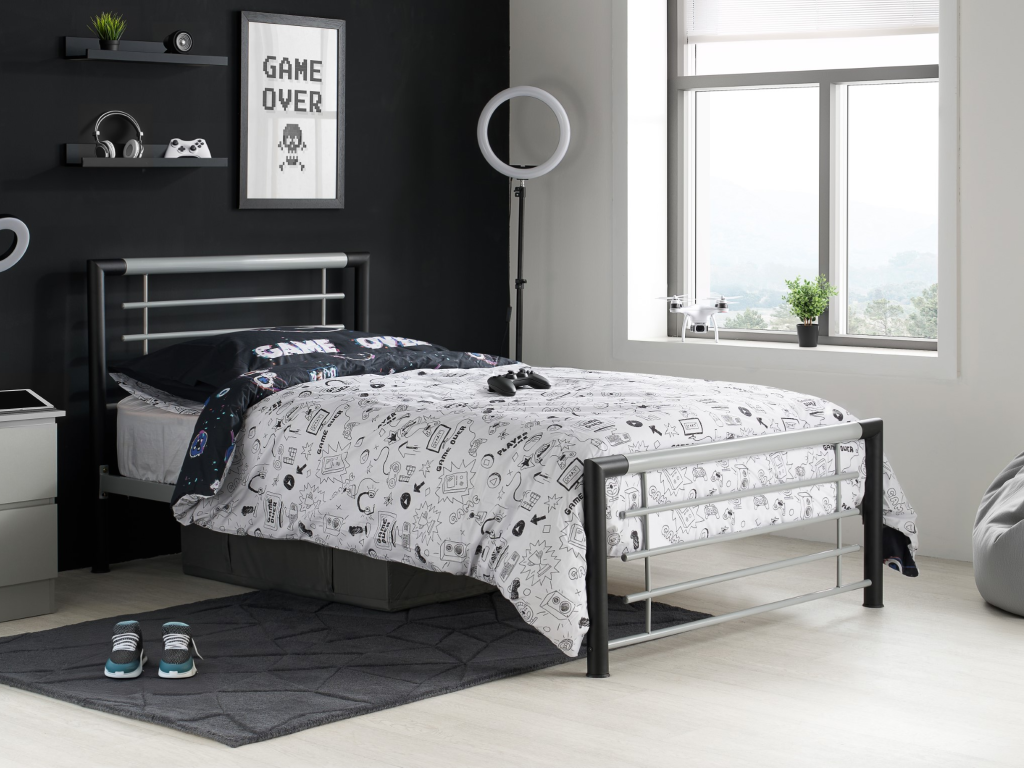 Birlea Faro Single Black and Silver Metal Bed