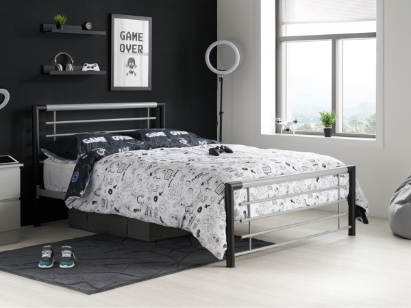 Birlea Faro Small Double Black and Silver Metal Bed