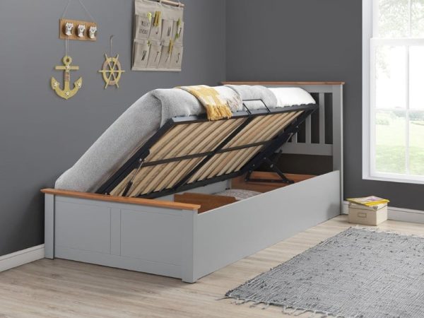 Bedmaster Francis Single Wood Grey Ottoman Bed