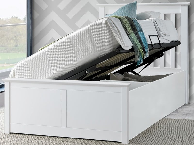 Bedmaster Francis Single White Ottoman Bed