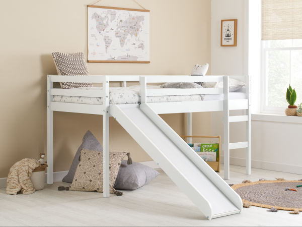 Birlea Frankie Midi Sleeper With Slide Single White Mid Sleeper