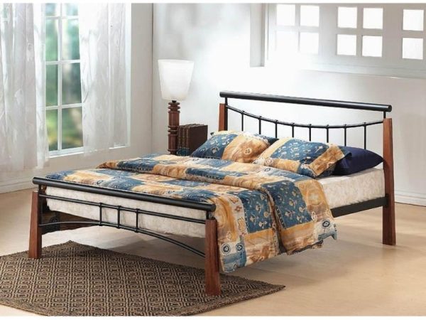 Heartlands Furniture Franklin Bed Dark Oak and Black King Size Wooden Bed