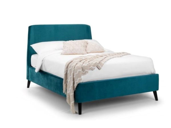 Julian Bowen Frida Curved Velvet Bed Double Teal Fabric Bed