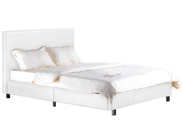 Heartlands Furniture Fusion Double White Faux Leather Leather Bed