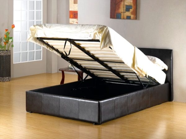 Heartlands Furniture Fusion Storage Bed Faux Leather Small Double Black Faux Leather Ottoman Bed