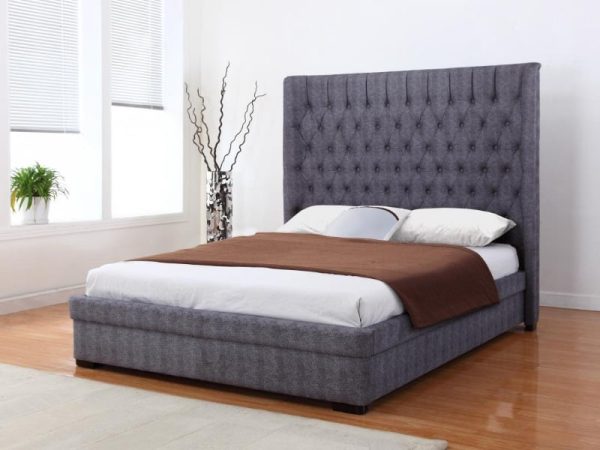 Heartlands Furniture Genesis Linen Bed in Dark Grey Super King Grey Fabric Bed