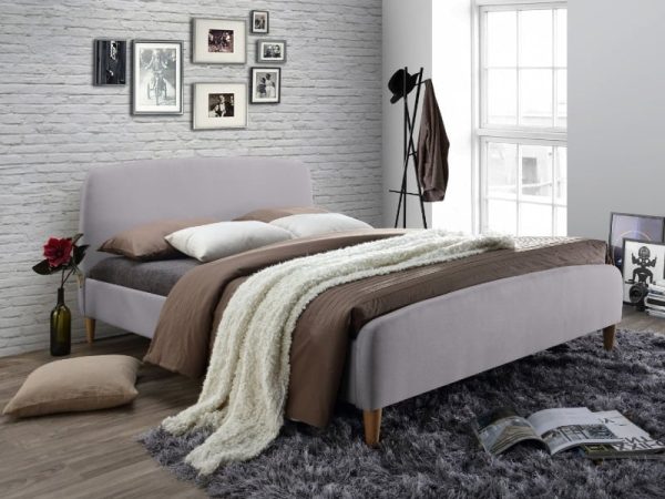 Time Living Geneva Double Light Grey Fabric Bed