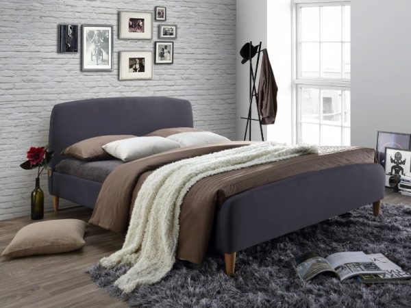 Time Living Geneva Double Dark Grey Fabric Bed