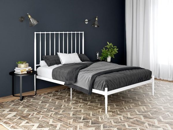 Dorel Giulia Modern Metal Bed Double White Metal Bed