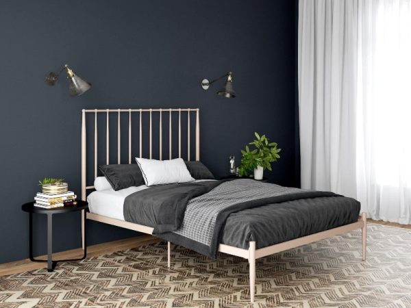 Dorel Giulia Modern Metal Bed Double Millennial Pink Metal Bed