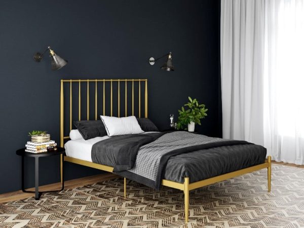 Dorel Giulia Modern Metal Bed King Size Gold Metal Bed