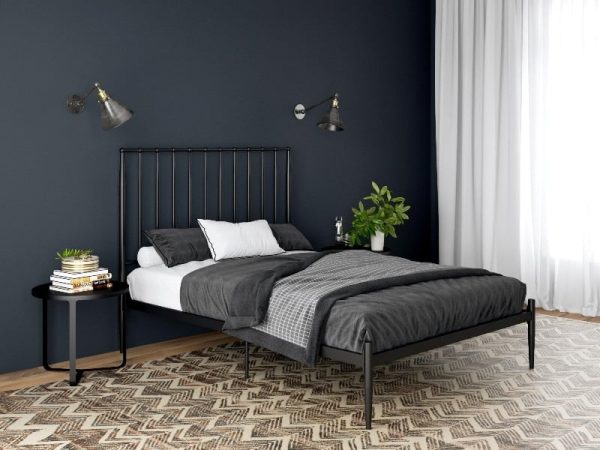 Dorel Giulia Modern Metal Bed King Size Black Metal Bed