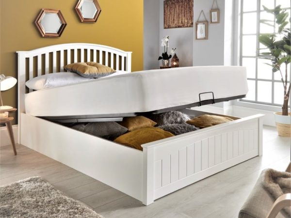 Bedmaster Grayson Ottoman Double White Ottoman Bed