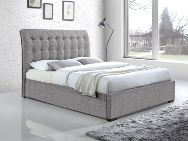 Time Living Hamilton Super King Light Grey Fabric Bed