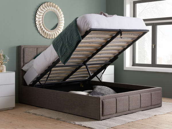 Birlea Hannover Fabric Ottoman Bed King Size Grey Ottoman Bed