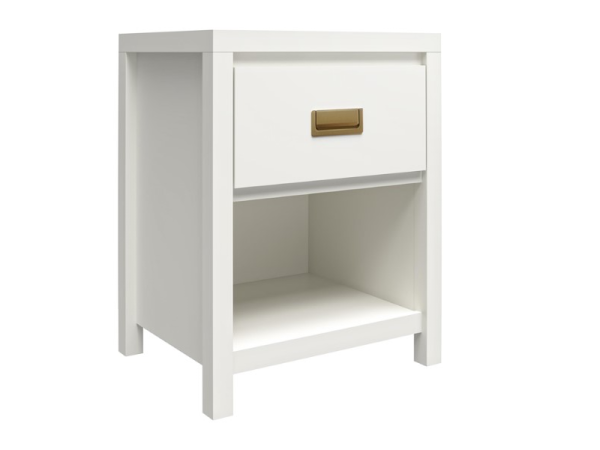 Little Seeds Haven 1DRW Nightstand White and Gold White Nursery Furniture