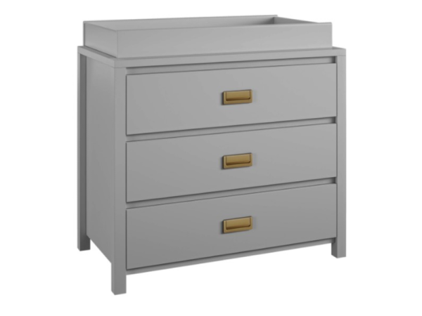 Little Seeds Haven 3DRW Dresser Grey and Gold with Topper Changing Table