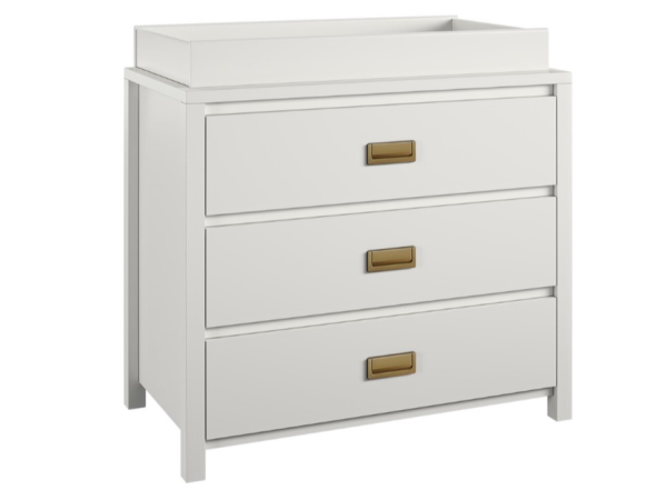 Little Seeds Haven 3DRW Dresser White and Gold with Topper Changing Table