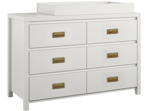 Little Seeds Haven 6DRW Dresser White and Gold with Topper Changing Table