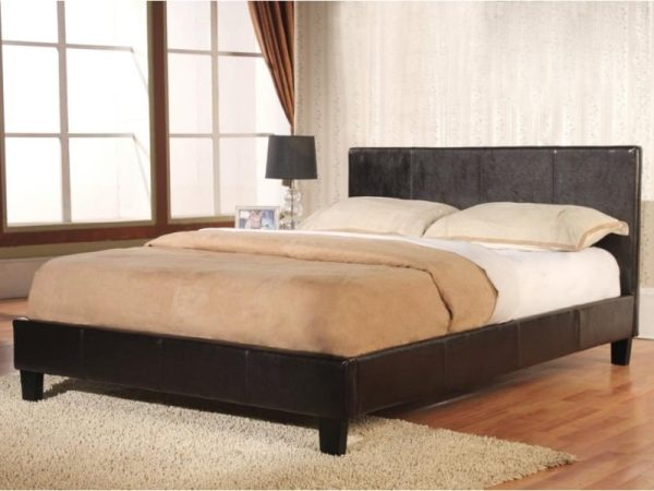 Heartlands Furniture Haven PU Faux Leather Bed King Size Brown Leather Bed