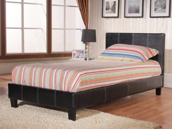 Heartlands Furniture Haven PU Faux Leather Bed Double Black Leather Bed