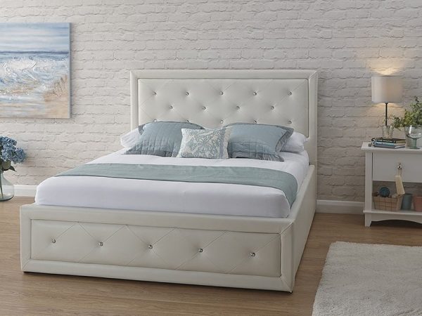 GFW Hollywood White Ottoman King Size Ottoman Bed