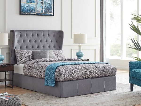 Flintshire Furniture Holway Ottoman Bed King Size Grey Fabric Bed