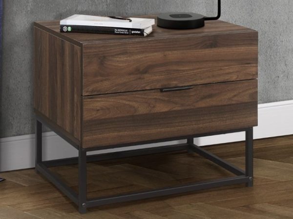 Birlea Houston 2 Drawer Bedside Walnut Bedside Chest