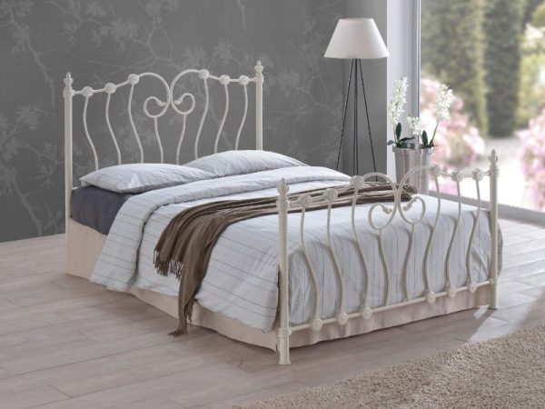 Time Living Inova Small Double Ivory Metal Bed