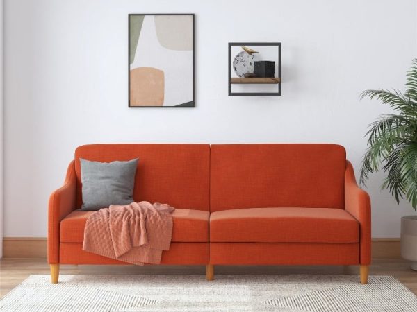 Dorel Jasper Orange Linen Sofa Bed