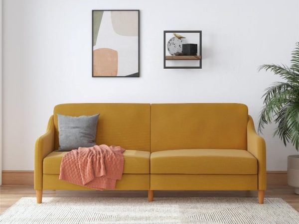 Dorel Jasper Mustard Linen Sofa Bed