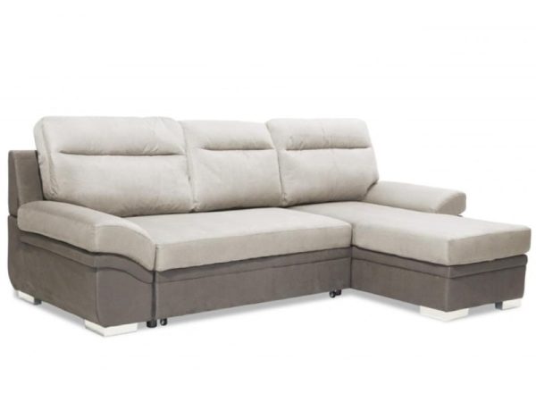 Heartlands Furniture Jessica 2 Seater Sofa Bed with Chaise Linen Grey Grey Sofa Bed