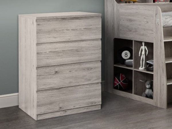 Julian Bowen Jupiter 4 Drawer Chest Grey Oak Drawer Chest