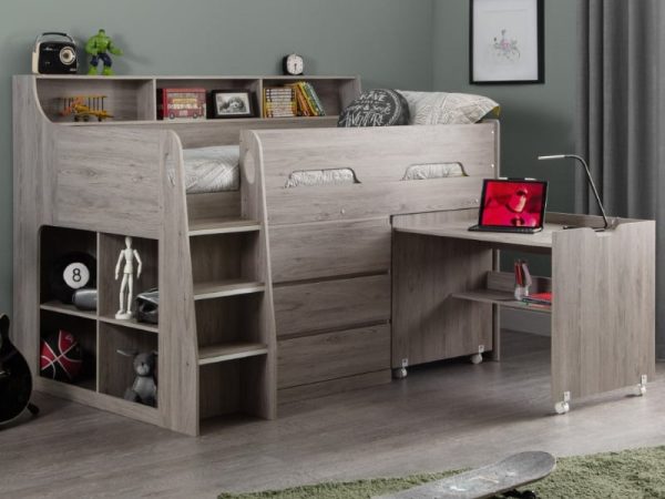 Julian Bowen Jupiter Midsleeper Single Grey Oak Mid Sleeper