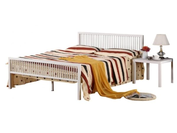 Heartlands Furniture Karachi Bed Double White Metal Bed