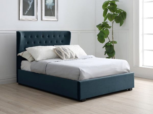 Furniture Express Keira Super King Ink Velvet Ottoman Bed