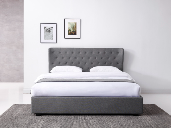 Furniture Express Keira King Size Hopsack Grey Ottoman Bed