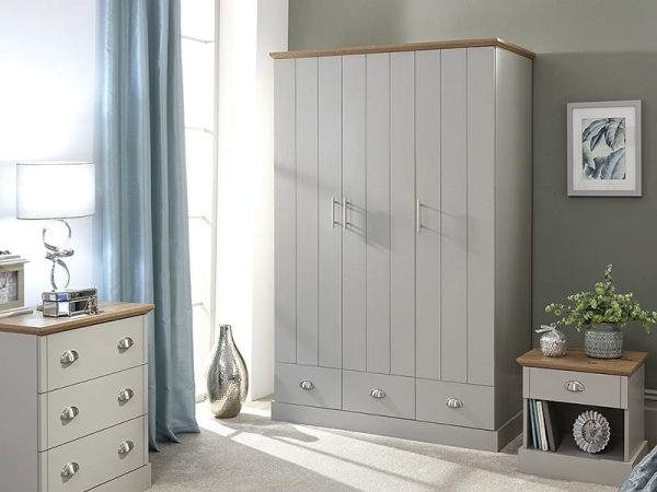 GFW Kendal 3 Door 3 Drawer Wardrobe Paint Grey Wardrobe