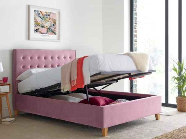 Bedmaster Kingham Velvet Ottoman King Size Pink Velvet Ottoman Bed