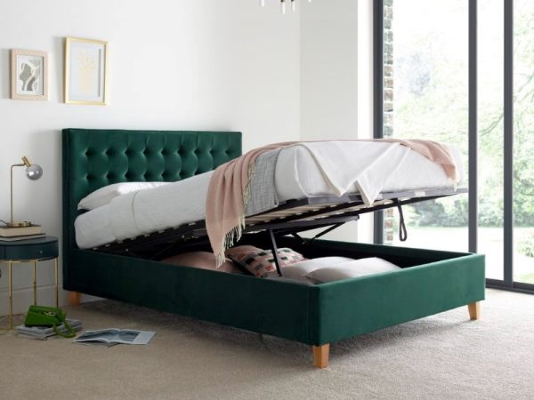 Bedmaster Kingham Velvet Ottoman King Size Green Velvet Ottoman Bed