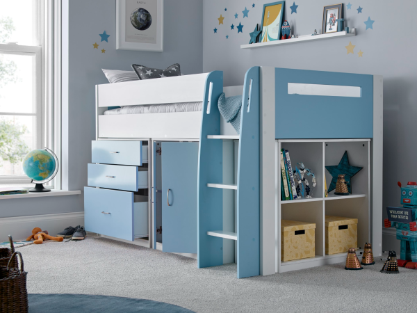 Bedmaster Lacy Storage Mid Sleeper Single Blue Mid Sleeper