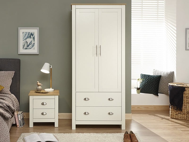 GFW Lancaster 2 Door 2 Drawer Wardrobe Paint Cream Wardrobe