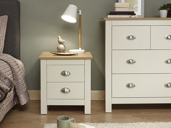 GFW Lancaster 2 Drawer Bedside Chest Paint Cream Bedside Chest